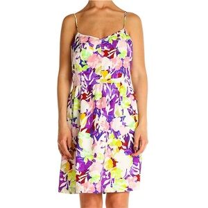 NWT J Crew Pink & Purple Tropical Floral Sweetheart Neck Sleeveless Mini Dress